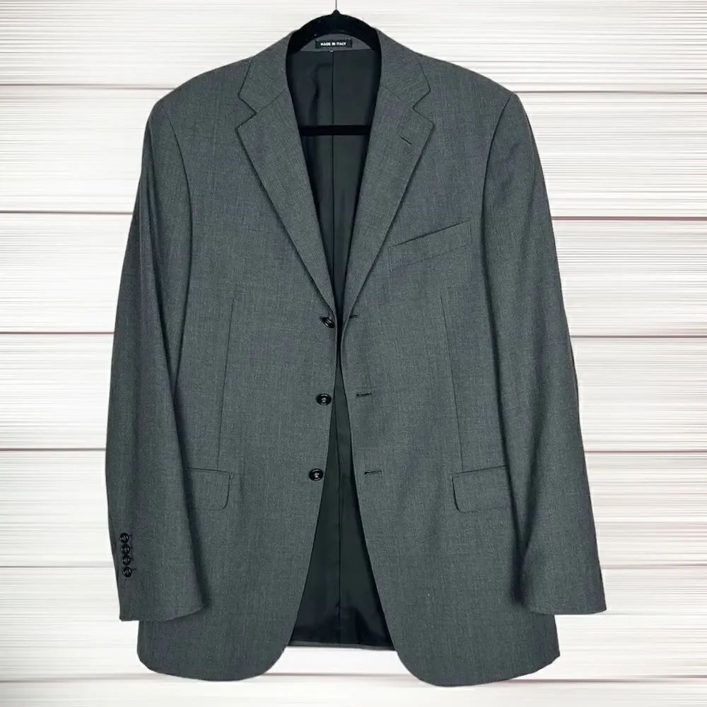 Brunelli with Tessilstrona Italy Men’s 100% Wool Gray Suit Jacket Blazer 42L